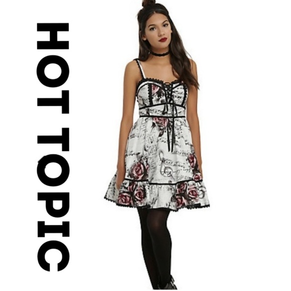 Hot Topic Dresses & Skirts - Hot Topic Rockabilly Floral Music Dress, L